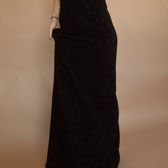 90s Starburst Glitter Halter Evening Gown - Picture 4 of 16